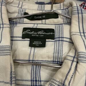 Eddie Bauer Blue and Cream Plaid Shirt